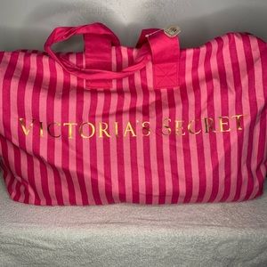NWT Victoria’s Secret pink striped duffle bag